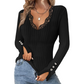 ✨Sparpaket: Damen-Top mit V-Ausschnitt und Spitzendetails + Brosche