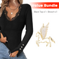 ✨Sparpaket: Damen-Top mit V-Ausschnitt und Spitzendetails + Brosche