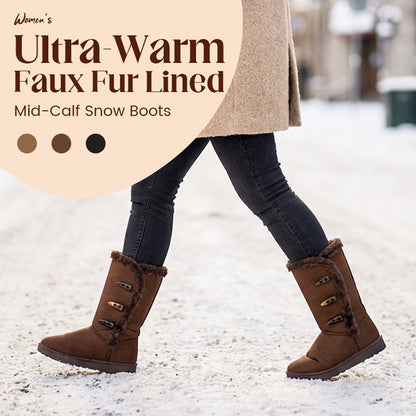 Ultra-warme Damen-Schneestiefel mit Kunstfellfutter, halbhohe Wadenlänge