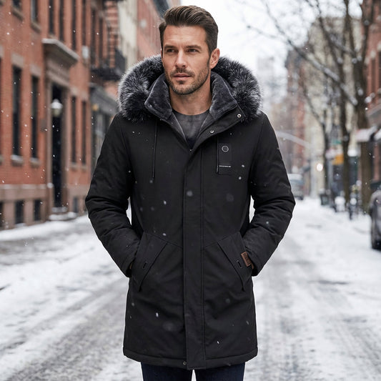 🔥Solange der Vorrat reicht 40 % Rabatt!🎉Winddichte, mittellange Parka-Jacke mit Kapuze für Herren