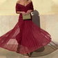 Bohemian-Maxikleid aus gerafftem Netzstoff mit V-Ausschnitt👗