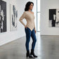 Damen-Pullover mit asymmetrischem, schulterfreiem Schnitt und enger Passform