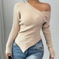 Damen-Pullover mit asymmetrischem, schulterfreiem Schnitt und enger Passform