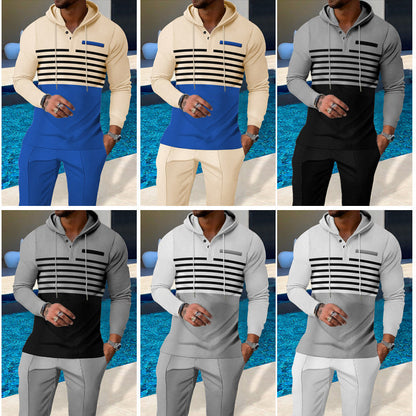 📢📢49% Rabatt!! ⏰ Herren-Trainingsanzug mit Kapuze und Farbblock-Design 👖
