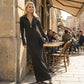 Damen-Maxikleid mit halbem Reißverschluss und schmaler Passform