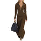 Damen-Maxikleid mit halbem Reißverschluss und schmaler Passform