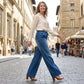 🥰 Damen-Jeans mit Kordelzugbund und weitem Bein