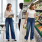 🥰 Damen-Jeans mit Kordelzugbund und weitem Bein