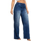 🥰 Damen-Jeans mit Kordelzugbund und weitem Bein