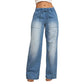 🥰 Damen-Jeans mit Kordelzugbund und weitem Bein