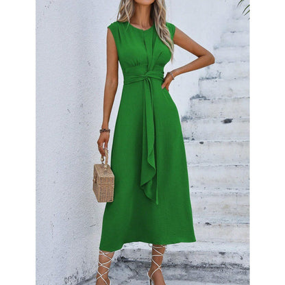 🎁Letzter Tag im Angebot: 49 % Rabatt!!💛 Elegantes, einfarbiges Damenkleid mit Rundhalsausschnitt👠
