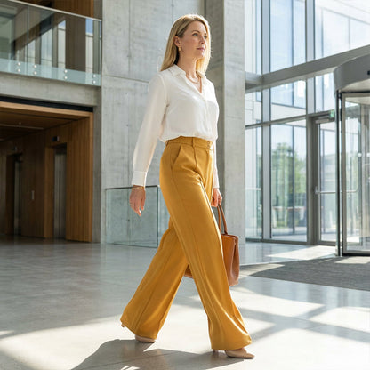 ⌛ Nur noch 3 Tage – 49% auf alles! ⏰ Damen-Hose mit hohem Bund, weitem Bein und einfarbigem Bein