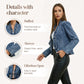 💞ÜBER 50.000 VERKAUFT!👵☀️ 50 % RABATT! Offene Jeansjacke – ohne Knöpfe, leicht an- und auszuziehen. Figurschmeichelnder Rüschenbesatz, atmungsaktives Material. Klassische blaue Waschung. Ein vielseitiges Basic für jede Garderobe. 🌿