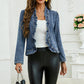 💞ÜBER 50.000 VERKAUFT!👵☀️ 50 % RABATT! Offene Jeansjacke – ohne Knöpfe, leicht an- und auszuziehen. Figurschmeichelnder Rüschenbesatz, atmungsaktives Material. Klassische blaue Waschung. Ein vielseitiges Basic für jede Garderobe. 🌿