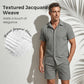 🥳2026 HOT SALE🥳 Herren-Jacquard-Hemd & Shorts-Set – Bequeme Passform für warme Tage! Atmungsaktiver Stoff, bügeln nicht erforderlich. Perfekt für Garten oder Strand. ☀️🌿