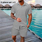🥳2026 HOT SALE🥳 Herren-Jacquard-Hemd & Shorts-Set – Bequeme Passform für warme Tage! Atmungsaktiver Stoff, bügeln nicht erforderlich. Perfekt für Garten oder Strand. ☀️🌿