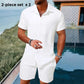 🥳2026 HOT SALE🥳 Herren-Jacquard-Hemd & Shorts-Set – Bequeme Passform für warme Tage! Atmungsaktiver Stoff, bügeln nicht erforderlich. Perfekt für Garten oder Strand. ☀️🌿