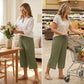 🔥Damen Caprihose: Weitbein, Kordelzug-Bund & Taschen – Lässig & komfortabel