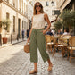 🔥Damen Caprihose: Weitbein, Kordelzug-Bund & Taschen – Lässig & komfortabel