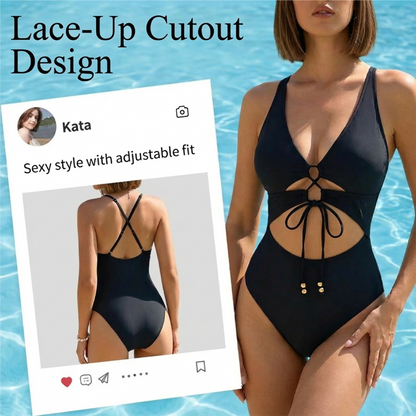 Monokini-Strandmode mit Schnürung vorne und Cut-outs 👙✨Zeig deinen Charme