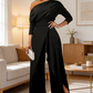 👗 49% RABATT! ✨ Eleganter Einteiliger Overall mit Einer Schulter – Fließende Weite Beine, Wickelrock-Detail & Atmungsaktiver Stoff 💃