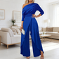 👗 49% RABATT! ✨ Eleganter Einteiliger Overall mit Einer Schulter – Fließende Weite Beine, Wickelrock-Detail & Atmungsaktiver Stoff 💃