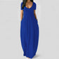 🌷Langes Freizeitkleid für Damen mit Rundhalsausschnitt, kurzen Ärmeln und weichem Stoff