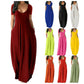 🌷Langes Freizeitkleid für Damen mit Rundhalsausschnitt, kurzen Ärmeln und weichem Stoff