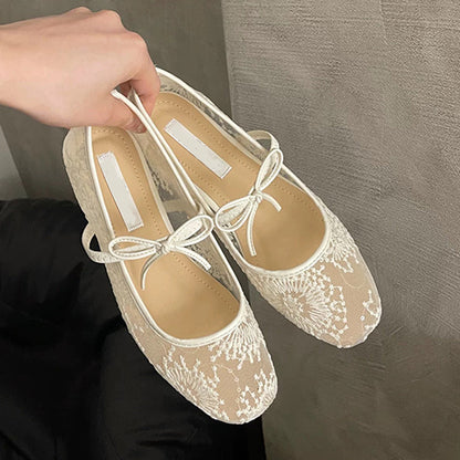 ✨🎀Elegante Ballerinas aus Mesh mit Schleife