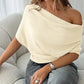 👚 🌿 Weiches geripptes Strick-Off-Shoulder-Top mit asymmetrischem Design und Fledermausärmeln. 💖