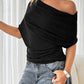 👚 🌿 Weiches geripptes Strick-Off-Shoulder-Top mit asymmetrischem Design und Fledermausärmeln. 💖