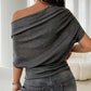 👚 🌿 Weiches geripptes Strick-Off-Shoulder-Top mit asymmetrischem Design und Fledermausärmeln. 💖