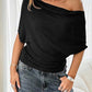 👚 🌿 Weiches geripptes Strick-Off-Shoulder-Top mit asymmetrischem Design und Fledermausärmeln. 💖