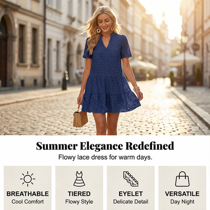 👗 49% RABATT! 🌞 Baumwoll-Sommerkleid mit Edler Lochstickerei – Luftig, Elegant & Perfekt Für Warme Tage 🌸