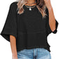 🌺 LIMITIERT: 49% RABATT! 🔥 Einfarbiges Patchwork-T-Shirt mit lockeren Fünf-Punkt-Trompetenärmeln