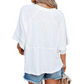 🌺 LIMITIERT: 49% RABATT! 🔥 Einfarbiges Patchwork-T-Shirt mit lockeren Fünf-Punkt-Trompetenärmeln