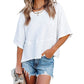 🌺 LIMITIERT: 49% RABATT! 🔥 Einfarbiges Patchwork-T-Shirt mit lockeren Fünf-Punkt-Trompetenärmeln