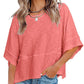 🌺 LIMITIERT: 49% RABATT! 🔥 Einfarbiges Patchwork-T-Shirt mit lockeren Fünf-Punkt-Trompetenärmeln