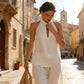 👚49% RABATT! 🔥 Zweiteiliges Damen-Set mit Neckholder-Ausschnitt – Fließender Stoff, Leichte Passform & Perfekt Für Einen Eleganter Sommerlook 💃