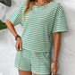 🌸Zweiteiliges Set aus gestreiftem T-Shirt und Shorts für Damen