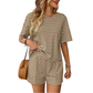 🌸Zweiteiliges Set aus gestreiftem T-Shirt und Shorts für Damen