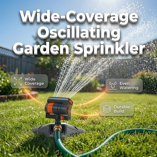 🔥50% Rabatt！❄️Großer oszillierender Gartenregner – einstellbare Sprühweite, hohe Reichweite, integrierter Filter – perfekt für Rasen & Beete (Flachboden/Erdspieß)🌿
