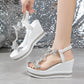 🔥49% Rabatt!🦋 Keilabsatz-Sandalen mit Glitzer-Schmetterlingen | Elegante Plateausommerschuhe mit Perlen | Bequeme Passform