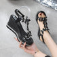 🔥49% Rabatt!🦋 Keilabsatz-Sandalen mit Glitzer-Schmetterlingen | Elegante Plateausommerschuhe mit Perlen | Bequeme Passform