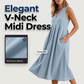 Lässiges, ärmelloses Midikleid mit V-Ausschnitt für Damen🎀