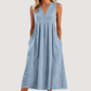 Lässiges, ärmelloses Midikleid mit V-Ausschnitt für Damen🎀