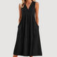 Lässiges, ärmelloses Midikleid mit V-Ausschnitt für Damen🎀