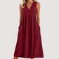 Lässiges, ärmelloses Midikleid mit V-Ausschnitt für Damen🎀