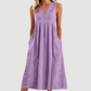 Lässiges, ärmelloses Midikleid mit V-Ausschnitt für Damen🎀