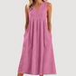 Lässiges, ärmelloses Midikleid mit V-Ausschnitt für Damen🎀